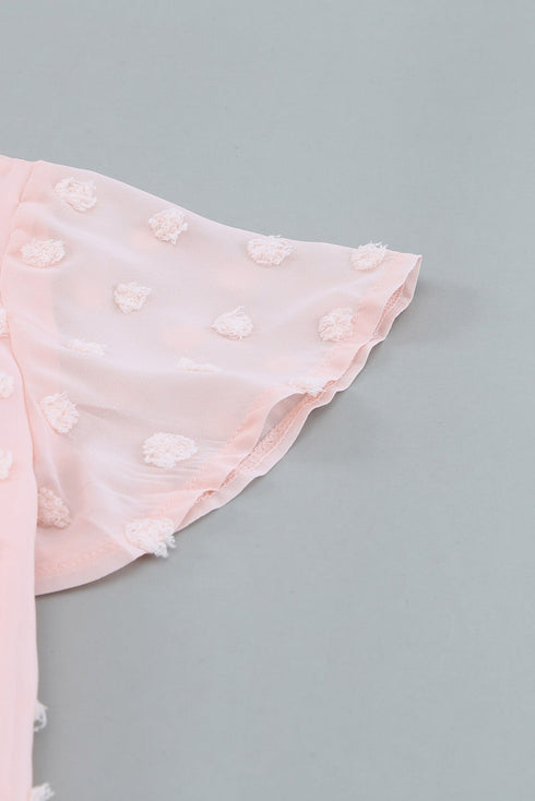 Ruffled Sleeve Swiss Dot T-Shirts